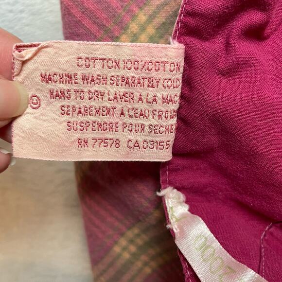 April Cornell Tablecloth 46" Square 2000 Burgundy Floral Plaid Cotton Card Table - Picture 4 of 8